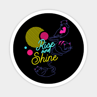 Neon Retro Rise & Shine Cats Magnet